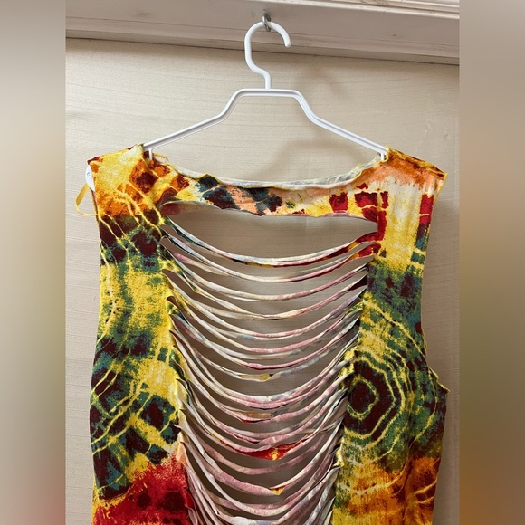 ⚪️ Love an Multicolor Tie-Dye High-Low Top Size XL Fun Festival Hippie Boho - Picture 9 of 9